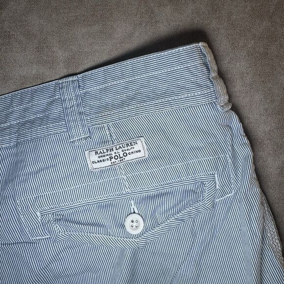 Polo Ralph Lauren Classic Fit Chino Cargo Shorts Blue/Striped 46B - Picture 1 of 7